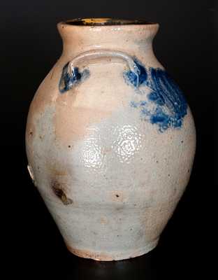 Unusual Ovoid Stoneware Jar with Cornucopia Decoration, New England, circa 1830