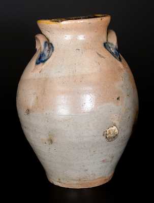 Unusual Ovoid Stoneware Jar with Cornucopia Decoration, New England, circa 1830