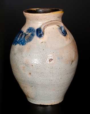 Unusual Ovoid Stoneware Jar with Cornucopia Decoration, New England, circa 1830