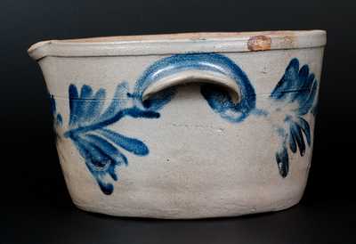 H. MYERS (Baltimore) Stoneware Milkpan w/ Cobalt Decoration