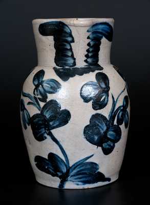 Stoneware Pitcher with Vibrant Cobalt Floral Decoration, Baltimore, circa 1840