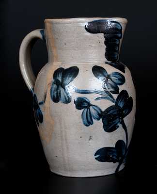 Stoneware Pitcher with Vibrant Cobalt Floral Decoration, Baltimore, circa 1840