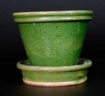 JOHN BELL / WAYNESBORO Green-Glazed Redware Flowerpot