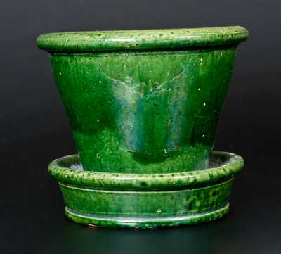 JOHN BELL / WAYNESBORO, PA Green-Glazed Redware Flowerpot