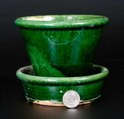 JOHN BELL / WAYNESBORO Green-Glazed Redware Flowerpot