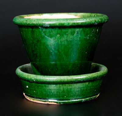 JOHN BELL / WAYNESBORO Green-Glazed Redware Flowerpot