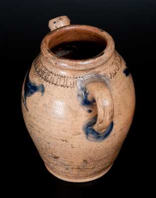 Exceedingly Rare and Important South Amboy, NJ Stoneware Teapot w/ Impressed Birds and Coggled Rim