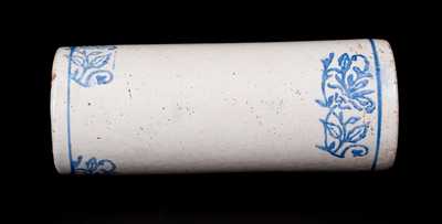Blue-and-White Stoneware Advertising Rolling Pin, 