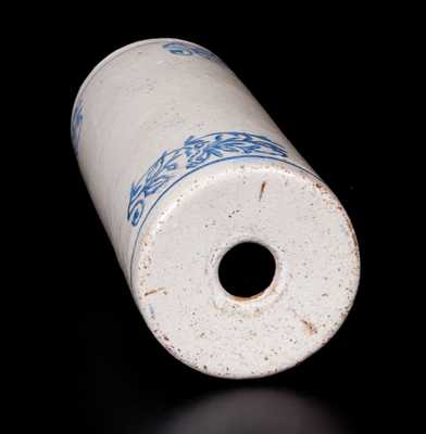 Blue-and-White Stoneware Advertising Rolling Pin, 