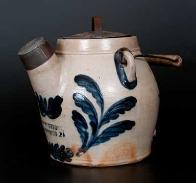 COWDEN & WILCOX / HARRISBURG, PA Stoneware Batter Pail w/ Elaborate Leaf and Floral Decoration