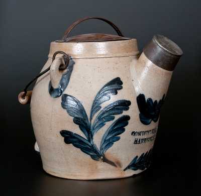 COWDEN & WILCOX / HARRISBURG, PA Stoneware Batter Pail w/ Elaborate Leaf and Floral Decoration