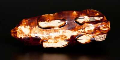 Very Rare Rockingham-Glazed Anna Pottery Pig Bottle with Incised Railroad Map, Inscribed