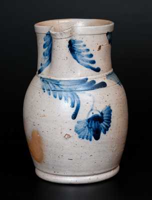 1/2 Gal. Stoneware Pitcher with Cobalt Floral Decoration, Baltimore