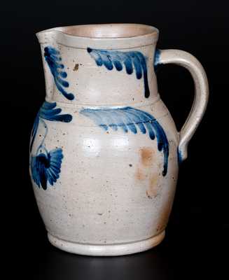 1/2 Gal. Stoneware Pitcher with Cobalt Floral Decoration, Baltimore