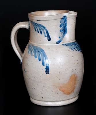 1/2 Gal. Stoneware Pitcher with Cobalt Floral Decoration, Baltimore