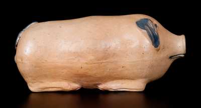 Cobalt-Decorated Stoneware Pig Bottle, Midwestern origin, fourth quarter 19th century