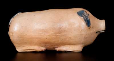 Cobalt-Decorated Stoneware Pig Bottle, Midwestern origin, fourth quarter 19th century