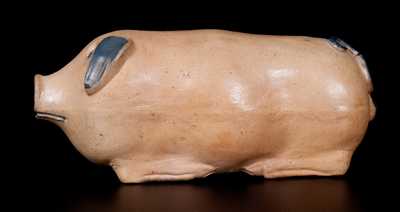 Cobalt-Decorated Stoneware Pig Bottle, Midwestern origin, fourth quarter 19th century
