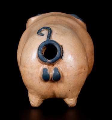 Cobalt-Decorated Stoneware Pig Bottle, Midwestern origin, fourth quarter 19th century