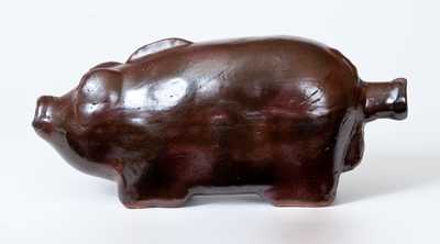 Rare Sewer Tile Razorback Hog Bottle, Midwestern U.S. origin, late 19th century