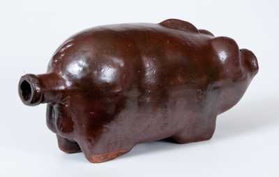 Rare Sewer Tile Razorback Hog Bottle, Midwestern U.S. origin, late 19th century
