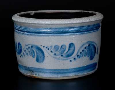 Fine Western PA Stoneware Butter Crock w/ Freehand Cobalt Decoration