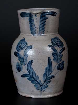 Fine Baltimore, MD Stoneware Pitcher w/ Cobalt Floral Decoration