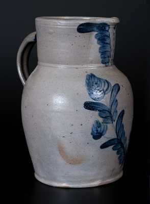 Fine Baltimore, MD Stoneware Pitcher w/ Cobalt Floral Decoration