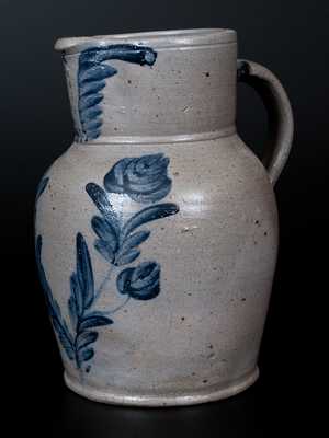 Fine Baltimore, MD Stoneware Pitcher w/ Cobalt Floral Decoration
