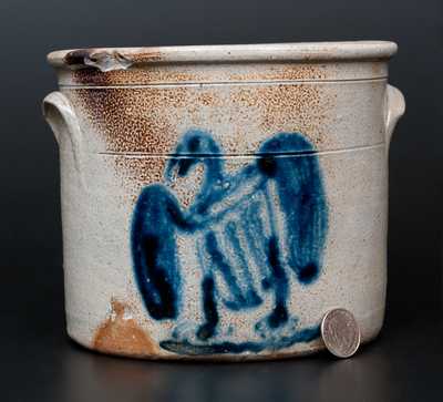 Very Rare Stoneware Crock w/ Cobalt Federal Eagle Decoration, possibly J.M. Pruden, Elizabethtown, NJ
