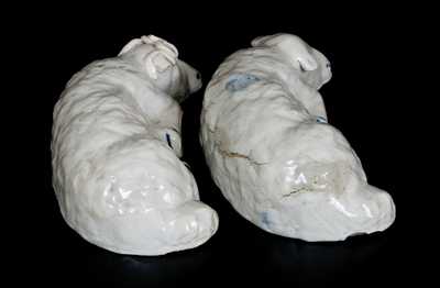 Rare Pair of Stoneware Sheep Doorstops, attrib. Pfaltzgraff Pottery Co., York, PA