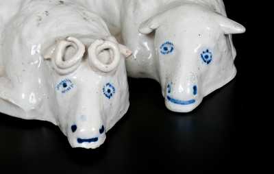 Rare Pair of Stoneware Sheep Doorstops, attrib. Pfaltzgraff Pottery Co., York, PA