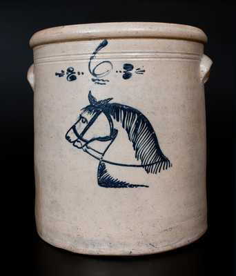 Rare Stoneware Horse Head Crock, Midwestern origin, circa 1860