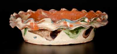 Rare and Fine Glazed Pennsylvania Redware Flowerpot Sauce