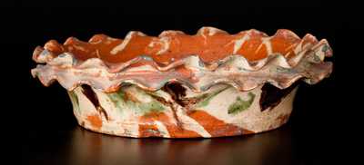 Rare and Fine Glazed Pennsylvania Redware Flowerpot Sauce