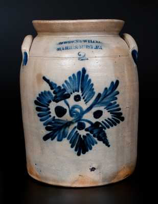 COWDEN & WILCOX / HARRISBURG, PA Stoneware Jar w/ Cobalt Floral Decoration