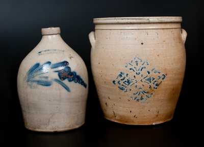 Lot of Two: COWDEN & WILCOX / HARRISBURG, PA Stoneware Jug and F. H. COWDEN / HARRISBURG, PA Crock