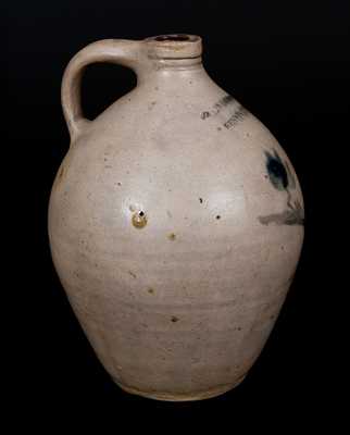 L. NORTON / BENNINGTON Ovoid Stoneware Jug with Cobalt Floral Decoration
