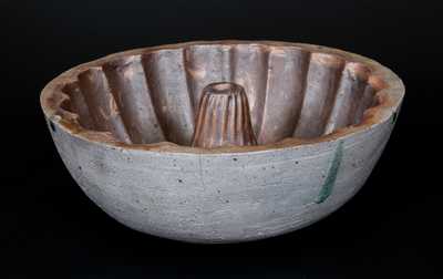 Rare Salt-Glazed Stoneware Cake Mold, Western PA, circa 1875