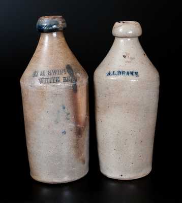Two Cobalt-Decorated Stoneware Bottles, Northeastern U.S., second half 19th century