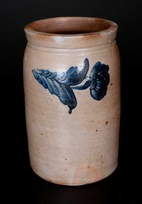 One-Gallon Baltimore Stoneware Jar w/ Cobalt Floral Decoration
