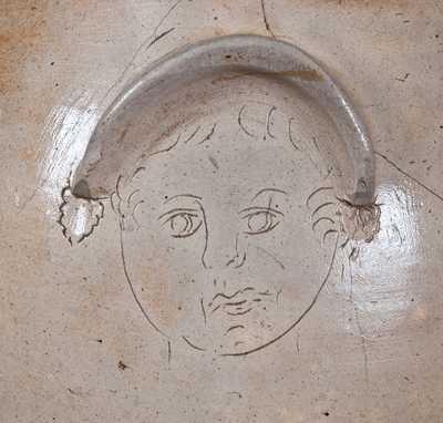 Extremely Rare Anna Pottery Stoneware Presentation Jar w/ Incised Girl s Face and Floral Design, 1873