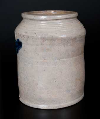 Very Fine Warne & Letts S. AMBOY N. JERSY Half-Gallon Stoneware Jar with Impressed Design