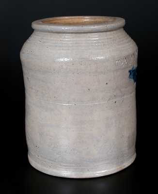 Very Fine Warne & Letts S. AMBOY N. JERSY Half-Gallon Stoneware Jar with Impressed Design