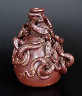 Extremely Rare and Important Anna Pottery Centennial Snake Temperance Jug