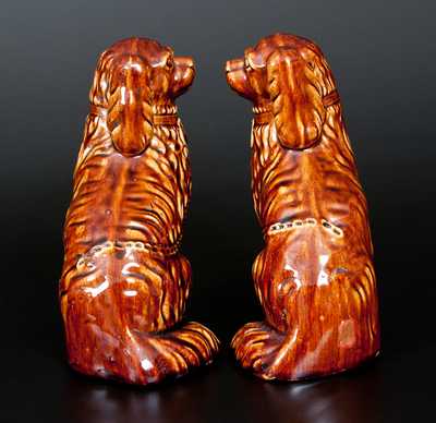 Extremely Rare W. H. FARRAR, Geddes, NY Rockingham Seated Spaniels