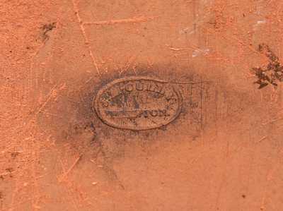 Extremely Rare J. McCULLY / TRENTON, NJ Redware Platter w/ Manganese Oyster Shell and Central Star Designs