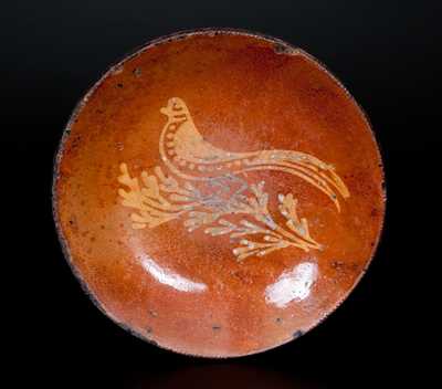 Matawan, NJ Redware Plate with Bird Decoration