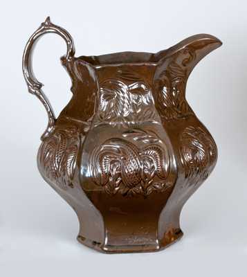 Molded Stoneware Pitcher w/ Relief Eagle Motif, attrib. American Pottery Manufacturing Company, Jersey City, NJ