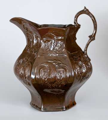 Molded Stoneware Pitcher w/ Relief Eagle Motif, attrib. American Pottery Manufacturing Company, Jersey City, NJ